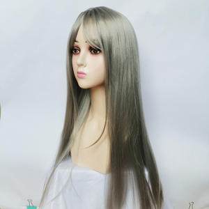 Perruque synthétique longue et <span class=keywords><strong>droite</strong></span> UMS Fashion Air Bangs pour femme, entièrement fabriquée à la machine, double trame, respirante - Product Image 2