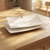 Assiettes en mélamine blanches réutilisables, pièces, vente en gros