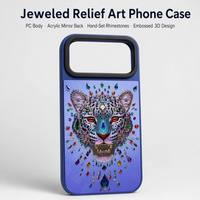 Coque de téléphone de luxe 3D avec strass incrustés tête de léopard et pierres précieuses scintillantes pour iPhone 17 16 Pro Max, mode féminine