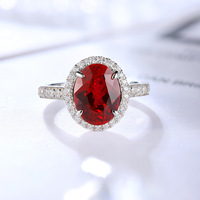 Bague en argent sterling S925 de la fabrique de bijoux MuShan, rubis de laboratoire en forme d'œuf, rouge sang de pigeon