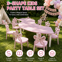 Ensemble de table et chaises en forme de serpentine pour enfants, meubles en bois en forme de S pour événements d'anniversaire en plein air, location
