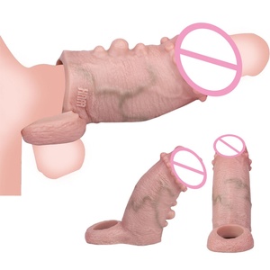 -G1301 Wearable Hollow Realistic Penis Sleeves Sex Toy Men's Penis Cover Adult Sex Toy Stretchable <b>Silicone</b> Cover - Product Image 1