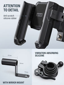 Support de téléphone portable pour moto Lamicall BP10 ODM, durable, fixation sur rétroviseur, verrouillage en une seconde, support réglable à 360°, article le plus vendu - Product Image 6