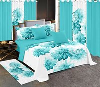 Parure de lit en coton 3 places, ensemble de draps, rideaux et draperies, 13 pièces, ensemble de literie avec rideaux assortis