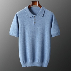 <span class=keywords><strong>Pull</strong></span> en <span class=keywords><strong>cachemire</strong></span> à manches courtes pour <span class=keywords><strong>homme</strong></span>, <span class=keywords><strong>col</strong></span> polo, tricot décontracté, couche de base à demi-manches pour l'automne - Product Image 1