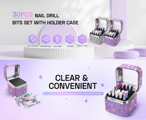 Lot de 25 embouts de ponceuse à ongles en céramique, diamant et carbure de 3/32 pouces pour éliminer les cuticules, avec boîte de rangement pour strass, pour salon - Product Image 3