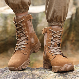 Bottes marron pour homme YAKEDA, style désert, avec fermeture éclair latérale, lacets, imperméables, en cuir de vachette, pour entraînement en extérieur - Product Image 3