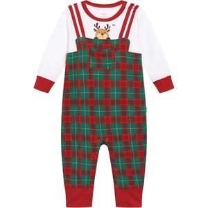 BambooBud - Pelele navideño para bebé, mono de manga larga a cuadros, conjunto unisex para bebé, estampado de renos en rojo y verde - Product Image 1