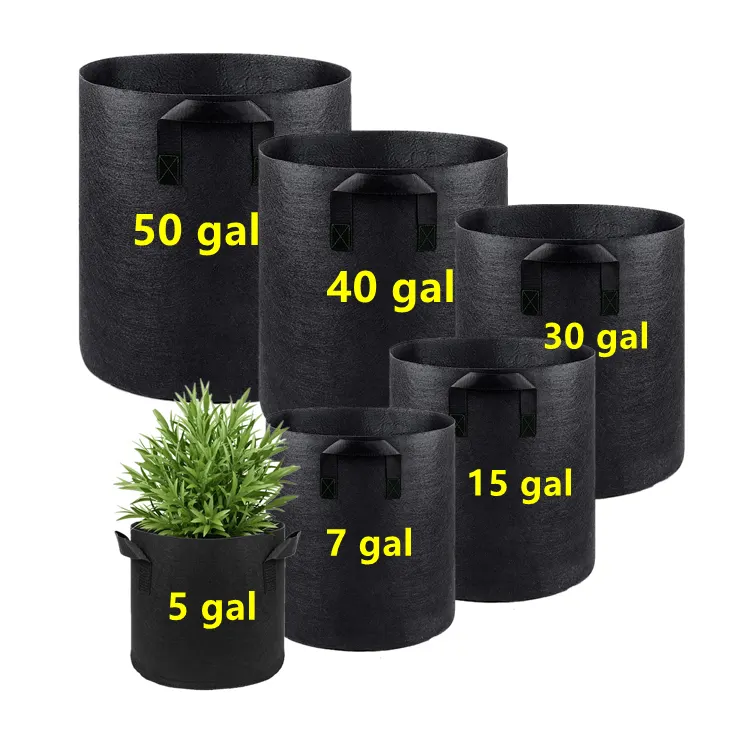 Garden Not Coated Black Large Nursery Fabric Pot Plant Planter Grow Bag With Handle