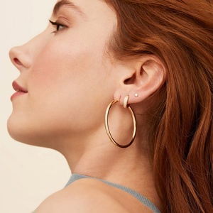 2025 New Exquisite Fashion High Quality Big <b>Hoop</b> Hypoallergenic <b>Earrings</b> Brass 18k Gold Plated Hollow Gold <b>Hoop</b> <b>Earrings</b> - Product Image 3