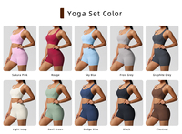 Ensemble soutien-gorge de sport sexy à dos croisé et short taille haute respirant et léger avec taille élastique et poches pour la gym