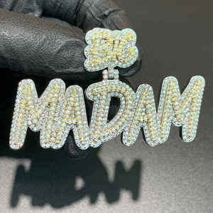 Iced Out Hip Hop 925 VVS Moissanite <b>Chain</b> Big Diamond Custom Letter <b>Name</b> Charm Pendant Necklace Jewelry for Men Women - Product Image 1