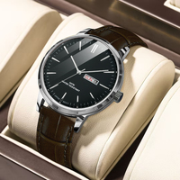 Montre unisexe SHX en acier inoxydable rose doré avec cadran à quartz, bracelet en cuir, 40 mm, 18 mm, résistante à l'eau 3 ATM, date automatique, mode luxe