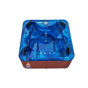 Spa de jardin rectangulaire moderne autoportant de haute qualité pour 6 à 7 personnes avec bain à remous, cascade, hydromassage et drain. - Product Image 4