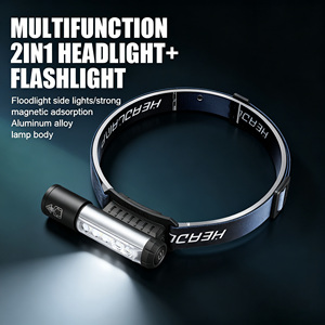 Lampe frontale magnétique rechargeable USB en aluminium avec zoom, lampe torche à clip stylo, éclairage multifonctionnel pour course en extérieur, pêche, portable, LED COB - Product Image 1
