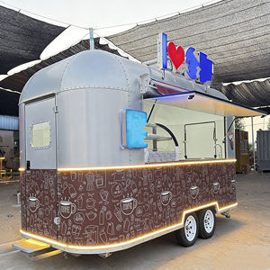 Chariot de vente ambulante de café, de thé au lait, de hot-dogs et de glaces en acier inoxydable pour usage commercial en extérieur, remorquable - Product Image 1