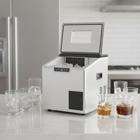 Machine à glaçons industrielle et commerciale compacte tout-en-un pour la fabrication et le broyage de glace avec compresseur à refroidissement par eau, capacité de 25 kg