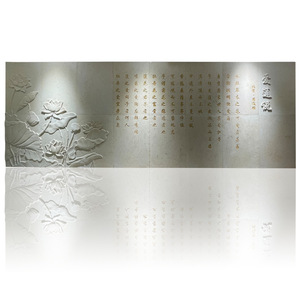 Sculpture en relief personnalisée en granit avec motif en croix, poisson et lotus gravés, décoration intérieure/extérieure - Product Image 5