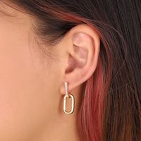 Pendientes Huggie de Plata de Ley 925 Mlluki, Chapados en Oro, con Diamantes, Hebillas Desabotonables, Cadena de Eslabones Convertible, Populares