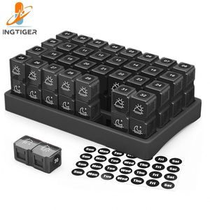 Vente flash 2024 - Organisateur de pilules en plastique noir PP, grande capacité, 32 compartiments, boîtes de rangement pour pilules, 32 étuis, boîte à pilules - Product Image 1