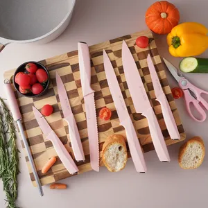 High Quality 14 Pieces <b>Kitchen</b> <b>Knife</b> Set 3cr13 Stainless Steel ABS Handle <b>Sharp</b> Blade Chef Steak Bread <b>Knife</b> With Wood Block - Product Image 4