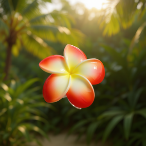 Fermaglio per capelli Angelina Frangipani 8 cm, fiore in plastica bicolore per donne e ragazze, accessorio moda casual. - Product Image 2