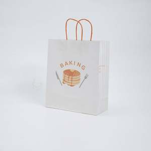 Sac en papier kraft personnalisé professionnel avec poignée en corde de coton, durable, recyclable, réutilisable, pour l'emballage alimentaire, sac de transport, impression de logo - Product Image 1