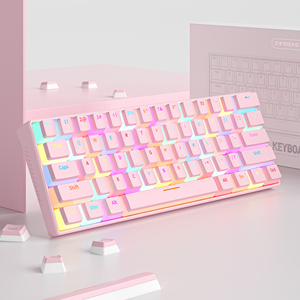 Teclado Mecánico para Juegos de PC, 64 Teclas RGB, USB, Portátil, 60%, Material ABS, Mini Teclado Mecánico Blanco - Product Image 1