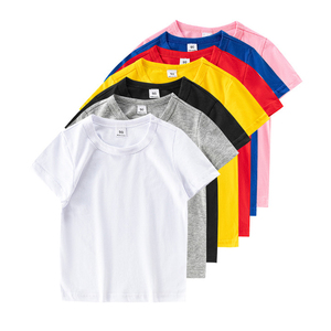 T-shirts pour enfants multicolores, t-shirts unis à col rond, t-shirts unisexes pour filles et garçons - Product Image 1