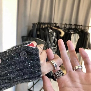 Erkekler İçin Trend Yüzük Orta Boy Vintage Çift Yüzük Tayland Gümüşü <span class=keywords><strong>Retro</strong></span> Haç Niş Lüks Solmaz Toptan - Product Image 1