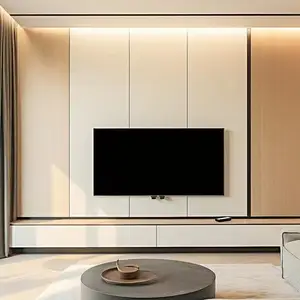 Minimalist Style Wooden TV Wall Cabinet For Living Room Decorative Item Storage With Wall Mounting