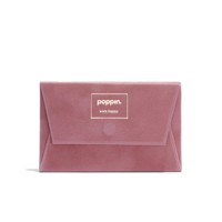 Pochette d'enveloppe de mariage en velours rose poudré de luxe, texture douce, fermeture magnétique, impression personnalisée avec feuille d'or