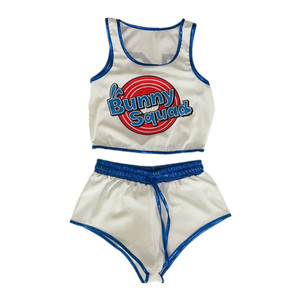 Ensemble deux pièces sexy pour femmes, haut court imprimé et short chaud, survêtements, costume de cosplay de lapin - Product Image 2