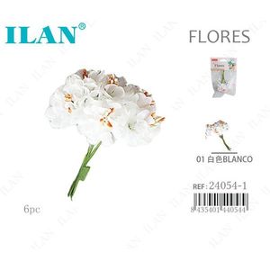 ILAN Flores Ramo de Flores Artificiales Blancas 6 Piezas Para Decoración - Product Image 1