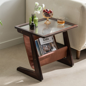 Mesa auxiliar pequeña Zhui Zhu con superficie de vidrio templado, mesa de centro móvil de estilo japonés para apartamentos pequeños, uso junto a la cama - Product Image 1