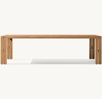 Table d'extérieur moderne Table de salle à manger rectangulaire en bois de teck massif