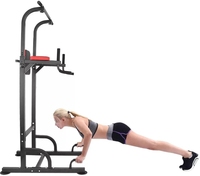 Torre de Ejercicios para Gimnasio, Estación de Dominadas y Flexiones con Barra de Dominadas para Desarrollo Muscular y Accesorios de Pelotas