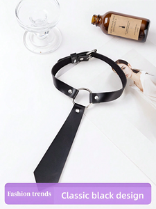 パンクPUレザーセクシーシンプルレザーネクタイ、レザーネックレス付きデイリーウェア、ユニセックスアジャスタブルネックデコレーション - Product Image 4