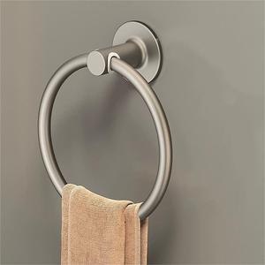 Support de serviette minimaliste gris anthracite à fixation adhésive, capacité de charge 20 kg, design rond en aluminium pour salle de bain - Product Image 1