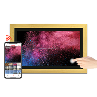 Pro, bingkai gambar Digital WiFi, efek kayu IPS, bingkai foto Digital, layar sentuh, berbagi foto, video, melalui Frameo, dapat dipasang di dinding