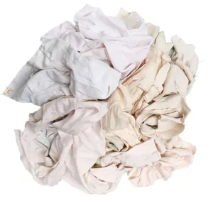 عالية الجودة الأبيض القطن قطعة قماش للمسح 20-60 سنتيمتر 10 كجم بالة الصناعية غسل خرقة الأبيض اللون مختلطة T قميص القطن