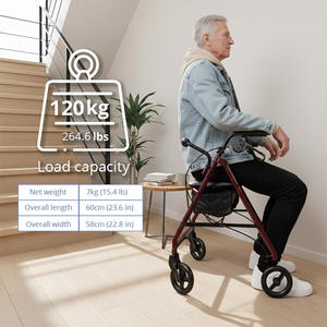 Andador Durável para Idosos com Assento Confortável e Freios Manuais de Fácil Uso, Ideal para Mobilidade e Independência Aprimoradas - Product Image 4