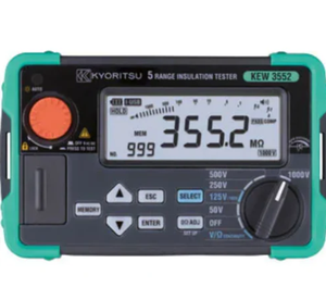 Comprobador de Continuidad y Aislamiento Digital Kyoritsu KEW 3552, 50-1000V, Rápido (0.5s), 40G, PI/DAR, Registro de Datos USB, Salida de 200mA - Product Image 1