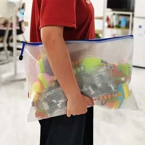 Sac de rangement transparent à fermeture éclair en tissu non tissé, à un seul niveau, mural, imperméable, pour le bureau, la maison et les voyages - Product Image 3