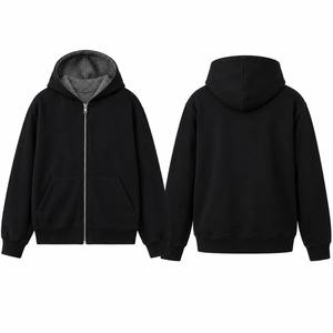 Sweat-shirt à capuche réversible pour homme, fermeture éclair intégrale, épais, double face, streetwear, fabricant OEM - Product Image 2