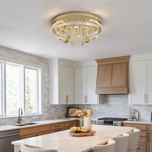 美国库存 52W 50cm 宽度 表面安装式定制水晶吊灯 三色 LED 吸顶灯，不锈钢材质 110V IP20 - Product Image 5