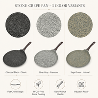 Plaque de cuisson pour tortillas et crêpes, trois couleurs, en aluminium moulé, revêtement antiadhésif effet pierre moderne, compatible induction, écologique, avec poignée en bois