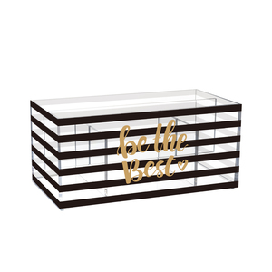 Organisateur de comptoir empilable et ensemble de rangement multifonctionnel avec diviseur amovible motif ligne noire - Product Image 1