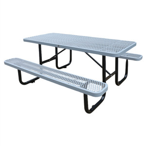 طاولة تنزه مستطيلة من الفولاذ 6 أقدام و 8 أقدام تجارية خارجية مع مقعد خارج الحديقة - Product Image 2