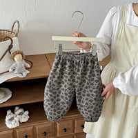 Pantalon harem à imprimé léopard pour enfants filles, pantalon décontracté chaud et ample à taille élastique